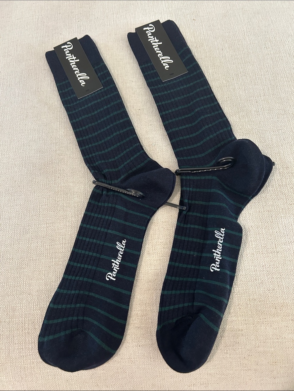 Pantherella BUNDLE 2 Worthington Stripe Merino Wool Blend Dress Sock,Navy, L,NWT